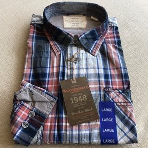 Weatherproof plaid long sleeved button down L